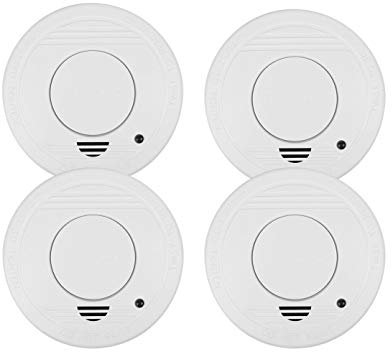 4er-Set Rauchmelder mit 1 Jahres Batterie & Magnethalter - Stummschaltfunktion EN14604 - Extra große Testtaste