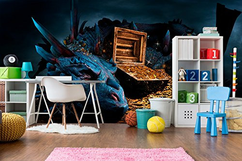 Vinyl-Tapete und Tapete Drache | Wandtapete | Wandtapete | Wanddeko | Wanddeko | Tapeten | verschiedene Größen | Dekoration für Esszimmer, Wohnzimmer, Schlafzimmer 600x300cm