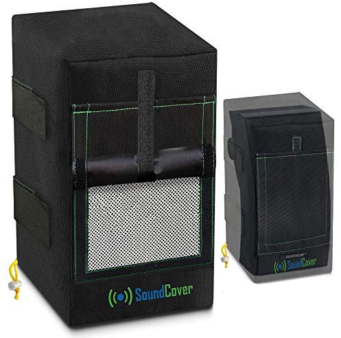 2 robuste wasserdichte UV-Schutz-Lautsprecherabdeckungen für Outdoor-Lautsprecher mit Schallklappe – Yamaha NS-AW294, Definitive Technologie AW 5500, Polk Atrium 6, NS-AW350 & Bose 251 (schwarz)