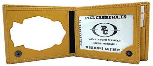 Piel Cabrera Cartera Porta Placa Policia Nacional Honores Mostaza