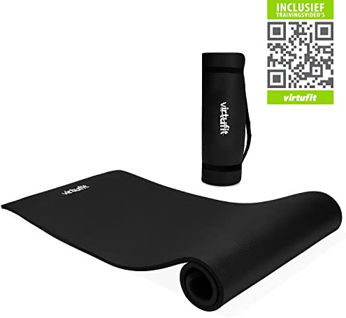 VirtuFit NBR Fitnessmatte Yogamatte rutschfest Gymnastikmatte Sportmatte Extra-Dick 180x60x1,5cm mit Tragegurt und Trainingsvideo