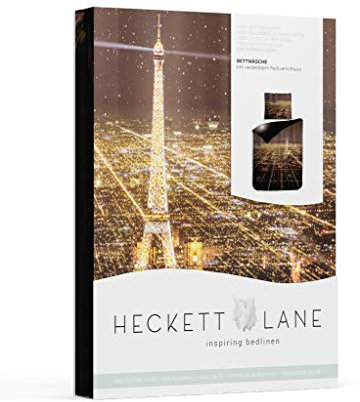 Heckett Lane Mason Duvet Cover, 100% Cotton Satin, Bright Black, 135 x 200 cm, 1.0 Pieces