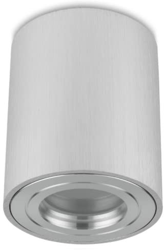 Sweet Led Aufbaustrahler Bad IP44 Aluminium GU10 Deckenspot 95mm Feuchtraum Badezimmer Nassbereich Aufbauleuchte 230V Aufbauspot alu gebürstet, rund