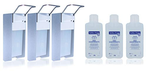 Horn Medical Desinfektionsspender - 3X Aluminium Wandspender inkl. 3X 500ml Sterillium Virugard Händedesinfektionsmittel