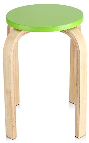 Dioche Runder stapelbarer Hocker, stapelbarer Stuhl aus Holz, Hocker für Bad und Küche, Barhocker für Wohnzimmer, Arbeitszimmer, Schlafzimmer, aus gebogenem Holz, 40 x 30 x 45,5 cm (Grün)