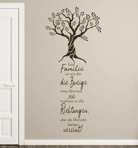 tjapalo® pk283 Sprüche Wandtattoo Familie ist wie die Zweige eines Baumes Wandaufkleber wandtattoo wohnzimmer spruch familie, Farbe: flieder, Größe: H130xB58cm