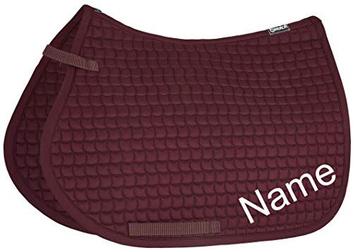 Eskadron BlackBerry Cotton Pony VS-Schabracke mit individuellem Namen Bestickt, Schriftart:Zürich Calligraph (Schreibschrift), Garnfarbe Maderia:Terra Cotta 1639