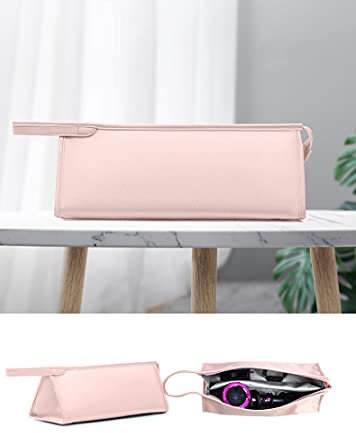 Hosoncovy PU Leather Travel Case Carrying Case Storage Bag Protective Case for Dyson Supersonic Hair Dryer for Dyson Airwrap Styler (Pink)