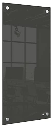 Nobo Kleine Glas-Whiteboard Tafel, Trocken Abwischbare Glas-Oberfläche, Rahmenlos, Eck-Wandmontage, Zuhause/Büro, 300 x 600 mm, Inklusive Markerstift, Schwarz, 1915609