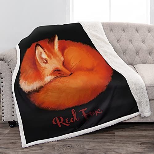 Jekeno Red Fox Sherpa Decke weich warm Druck Überwurf Decke leicht Reisen Camping leicht Reisen Camping für Frauen Erwachsene Geschenk 127 x 152,4 cm