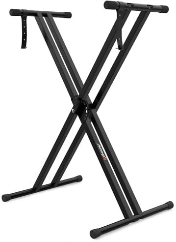 Audibax Onyx 120 - Supporto per Tastiera a Doppia Forbice - Supporto per Tastiera Musicale Elettronica - Sistema di Regolazione con Snodo Easy Lock - Carico di 25 kg - Tastiere da 61, 76 e 88 Tasti