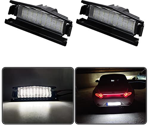 njssjd Canbus 18-SMD 6000K White LED License Number Plate Lights for 2016-2021 M.azda MX-5 ND MK4 M.azda 2 Rear Tag Lamps OEM # D09H-51-270