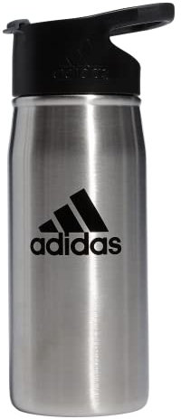 adidas 450 ML (16 oz) Metal Water Bottle Tumbler with Flip Top Lid for Coffee & Tea, Stainless Steel/Onix Grey/Black, One size