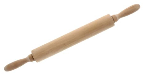Classic Wood Rolling Pin for Baking - Professional Dough Roller with Handle, Essential Wooden Tool for Making Cookie, Fondant, Pizza, Pastry, Pie, Bread, Tortilla, Pasta, etc