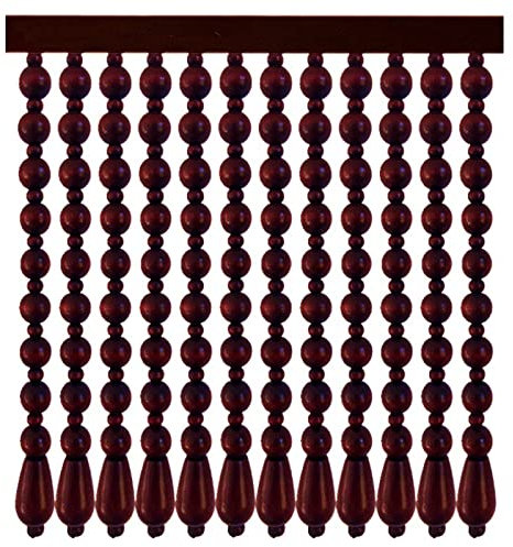 Chinesischer Stil Perlenvorhang Feng Shui Tautropfen Vorhang-Bildschirm-Raum Hängend Gemustert Runder Perlenvorhang Tür Vorhang Hölzern für Doorways Divider Oder Window,Dark red,27strands80x195cm