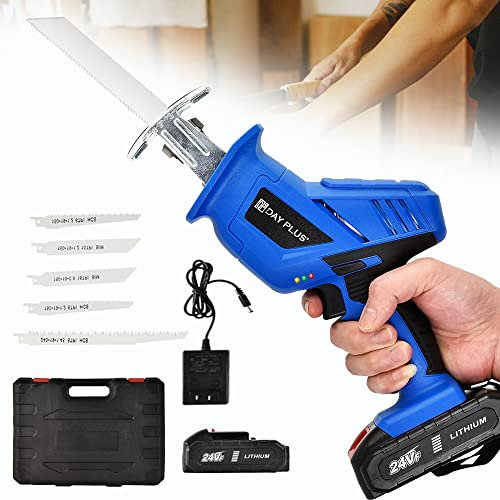Sierra Sable Inalámbrica, Sierra Electrica 21V, Sierra Alternativa de Batería, Velocidad Variable de 0-3000 RPM, 1 Baterías 1.5Ah, 5 Hojas de Sierra, Luz LED, Ideal para Cortar Madera y Metal