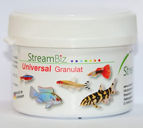 StreamBiz Fischfutter Granulat 80g, Geschmacklos, Vegan, Trocken aufbewahren, 80 Gramm, Fischhalter, Fisch