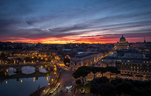 LHJOYSP rätsel Puzzle 3D Puzzle 1000 Teile Stadt Sonnenuntergang Fluss Architektur Römische Brücke Vatikan Italien 75x50cm