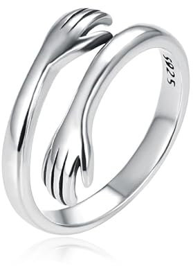 Komm Zu Meinem Arm Umarmung 925 Silber Offenen Ring,Ganzkörper 925er Silber,romantischer Ring Für Damen Und Herren, Hochzeitsgeschenk Komm Zu Meinem Arm Umarmung Fingerringe Verstellbar Geschenk