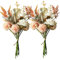 hanlongyu Flores artificiales de seda de diente de león para decoración del hogar y boda, 2 ramos de flores sintéticas, centro de mesa de comedor, plantas artificiales, arreglo floral de melocotón.