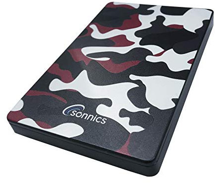 Sonnics 1TB Rot Camo Externe tragbare Festplatte Typ C USB 3.1 kompatibel mit Windows-PC, Mac, Smart TV, Xbox One/Series X und PS4/PS5
