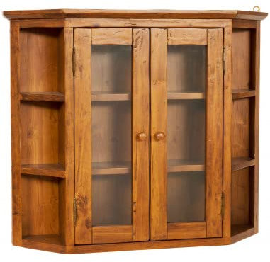 Biscottini Vitrine Küche aus Holz 86 x 75 x 21 cm | Wandvitrine aus Holz 9 Regale | Badezimmerschrank mit 2 Türen | Hängeschrank für Badezimmer