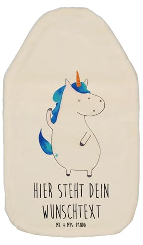 Mr. & Mrs. Panda Wärmflasche personalisiert Einhorn Mann - Weiß