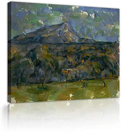 RUIHOME Decor Monte Sainte-victoire Von Les Lauves aus gesehen Leinwand Wandkunst von Paul Cézanne Gestreckt und gerahmt Rustikale Wanddekoration für Wohnzimmer 60x80cm Innenrahmen