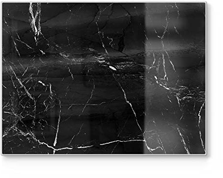 DEQORI Schneidebrett aus Glas | groß 40x30 cm | Motiv Marmoradern im Detail | Design Schneideplatte für Küche | Frühstücksbrett antibakteriell & rutschfest | Glasplatte & Servierplatte