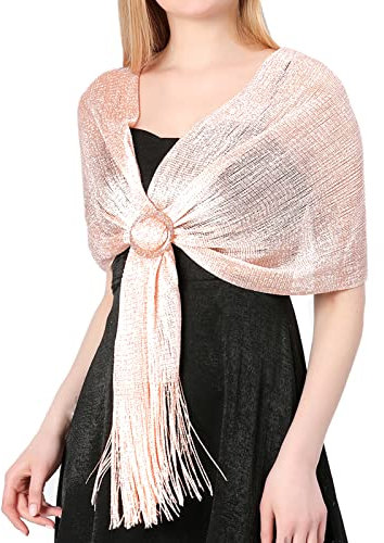 Ladiery Stola Damen Festlich Metallic Stole mit Schnalle für Abend Party Funkeln Glitter Frauen Braut Hochzeit Schal