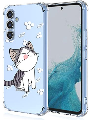 XINYEXIN Handyhülle für Samsung Galaxy A14 4G/5G Hülle Süße Katze Cartoon Muster Design Mode Ultra Dünn Transparent Schutzhülle Stoßfest TPU Bumper Clear Case - Cat