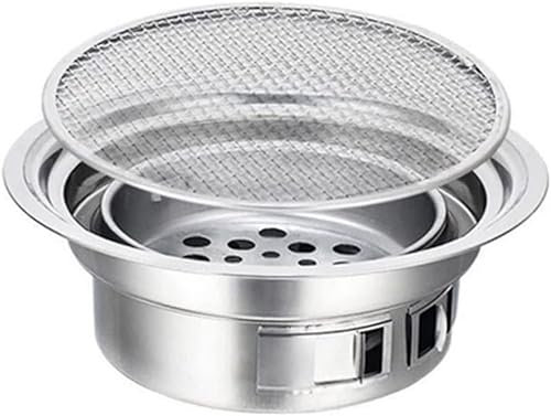 Parrilla de Gas, Parrilla de Barbacoa de carbón de Acero Inoxidable, Parrillas Redondas antiadherentes para Barbacoa, Parrilla de carbón portátil para Acampar al Aire Libre, Barbacoa