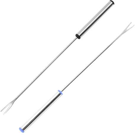 Fondue Gabeln, 2 Stück Fonduegabeln aus Edelstahl, Käsefonduegabel, Edelstahl Fondue Gabeln, Fonduegabel, für Fondue, Käse, Marshmallow, Schokolade, 24 cm