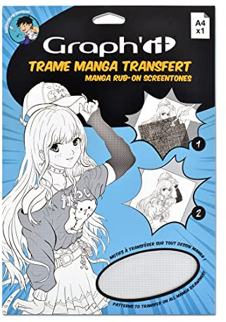 GRAPH’IT - Trame à transférer pour le dessin et illustration Manga - décalcomanie par transfert à sec - format A4 - motif Points dégradés