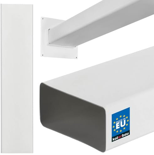 KOTARBAU® Canal plat 110 mm x 55 mm - En plastique - Longueur : 50 cm - Système de canaux plats efficaces pour une ventilation optimale - Conduit plat - Hotte aspirante blanche
