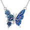 VONALA Butterfly Pendant Necklace 925 Sterling Silver Butterfly Blue Rose Flower Necklace beautiful Jewellery Gift for Women