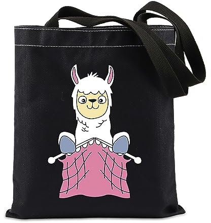 TIIMG Lama-Strick-Tragetasche Stricken Geschenk Häkeln Geschenk Lama Garn Handtasche Garn Liebhaber Geschenk, Schwarz, big