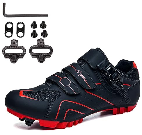 PENXZT Scarpe ciclistiche MTB Maschile Scarpe per Mountain Bike compatibili con tacchette SPD a 2 bulloni Scarpe da Ciclismo da Corsa all'aperto Interno con Fibbia Veloce