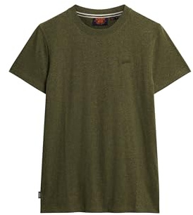 Superdry Herren Essential T-Shirt aus Bio-Baumwolle mit Logo Olivgrün Tupfen Meliert XXL