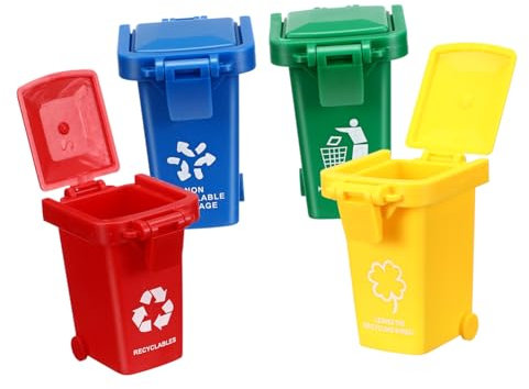 ibasenice Bote De Basura con Ruedas para Niños Y Niñas 4 Piezas Juguetes Educativos para Niños Y Niñas Botes De Basura para Clasificar De Forma Divertida