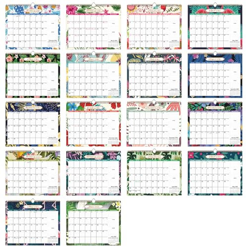 Wandkalender: Kalender 2024–2025 von Januar 2024 bis Juni 2025, 360° Seitenumdrehung, Metall, Doppelspule, bunter Memo-Stil, Planungswandkalender