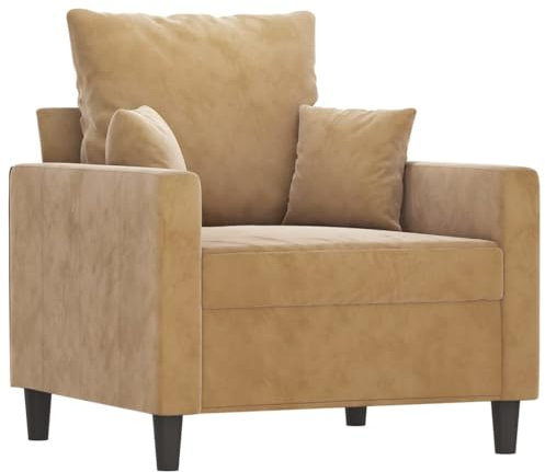 vidaXL Sessel, Sofa Relaxsessel mit gepolstertem Sitz Armlehnen, Fernsehsessel Loungesessel mit Metallgestell, Polstersessel Ruhesessel, Braun Samt