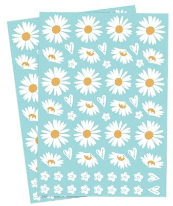 AIBAOBAO 2 STK Gänseblümchen Blüten Sticker, Wandtattoo Sticker, Blüten Fahrrad Sticker, Mädchen Schlafzimmer Blumen Sticker für Roller Fahrrad Notebook Laptop Kinderzimmer (29cm * 21cm)