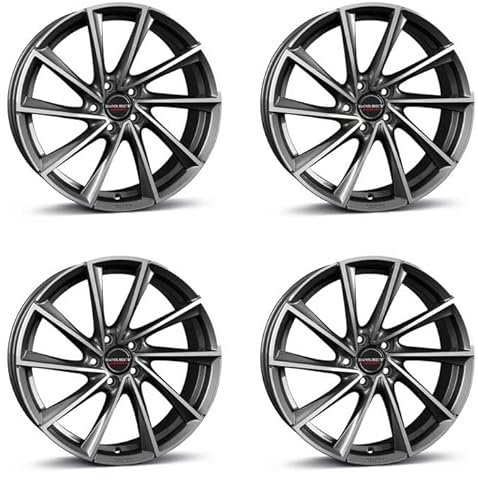 4x Borbet Felgen Alufelgen VTX 8x18 ET44 5x112 graphite polished kompatibel mit VW Beetle Caddy Cross Caddy Cross Golf Cross Touran e-Golf Eos Go