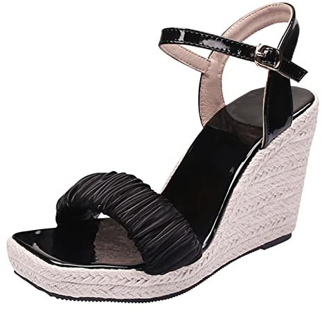 BGFIPAJG Sandali Trekking Bambina 28 Sandali Alla Schiava Donna 35 Sandali Alla Schiava Donna Oro Sandali Con Zeppa In Corda Senza Cinturino Sandali Donna Tacco Alto Nero