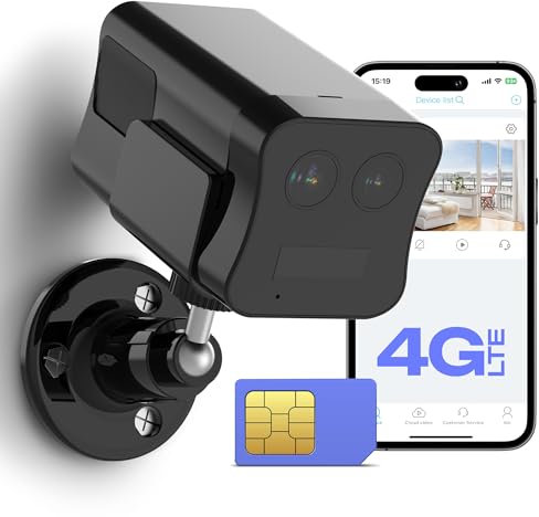 enjfeocy 4G LTE Mini Kamera mit Dual-Objektiv-Überwachung,Überwachungskamera ohne WLAN,Tragbare Überwachungskamera,Langlebige Batterie,PIR-Bewegungserkennung,Nachtsicht,Zwei-Wege-Gespräch,SD/Cloud