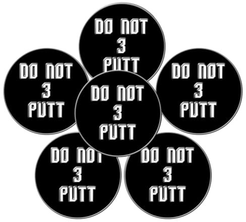 FINGER TEN Golf Ball Marker for Ladies Men Value 6 Pack, Golf Accessories Ballmarker Magnetic fit Golf Divot Tools Hat (3 Putt Black)