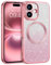 DUEDUE iPhone 16 Plus Hülle Glitzer 6.7'', Handyhülle Mit Mag-Safe Magnetische Stoßfeste Schutzhülle TPU für iPhone 16 Plus 6.7 Rosa