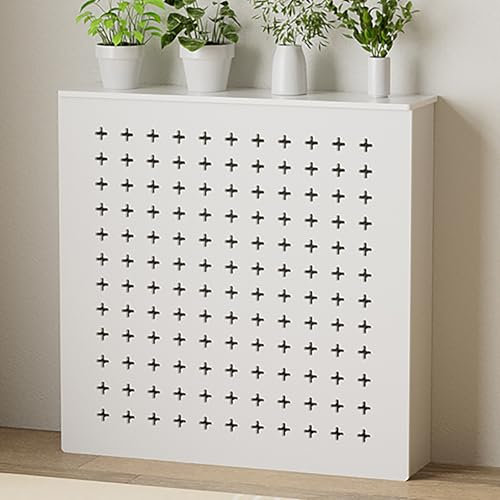 Heizkörperabdeckung, Heizkörperverkleidung Landhausstil, Heizkörperverkleidung Modern Vertikal Lamell Weiß Lackiert Schrank Heizkörper Abdeckung für Wohnzimmer/Schlafzimmer/Küche(60*80*20cm/24*31.5*8i