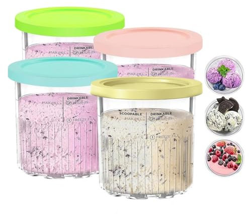 AUTUUCKEE Lot de 4 bacs à crème glacée avec couvercles compatibles avec les machines à crème glacée Ni-nja Creamy NC501 NC500 Series - Récipients à crème glacée de 710 ml - Réutilisables - Passent au